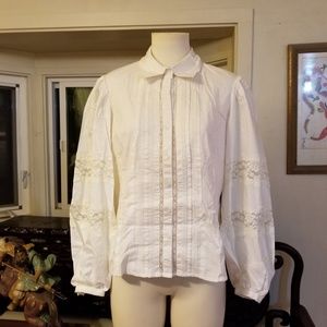 Ethnic Lace Pintuck Bell Sleeve Blouse